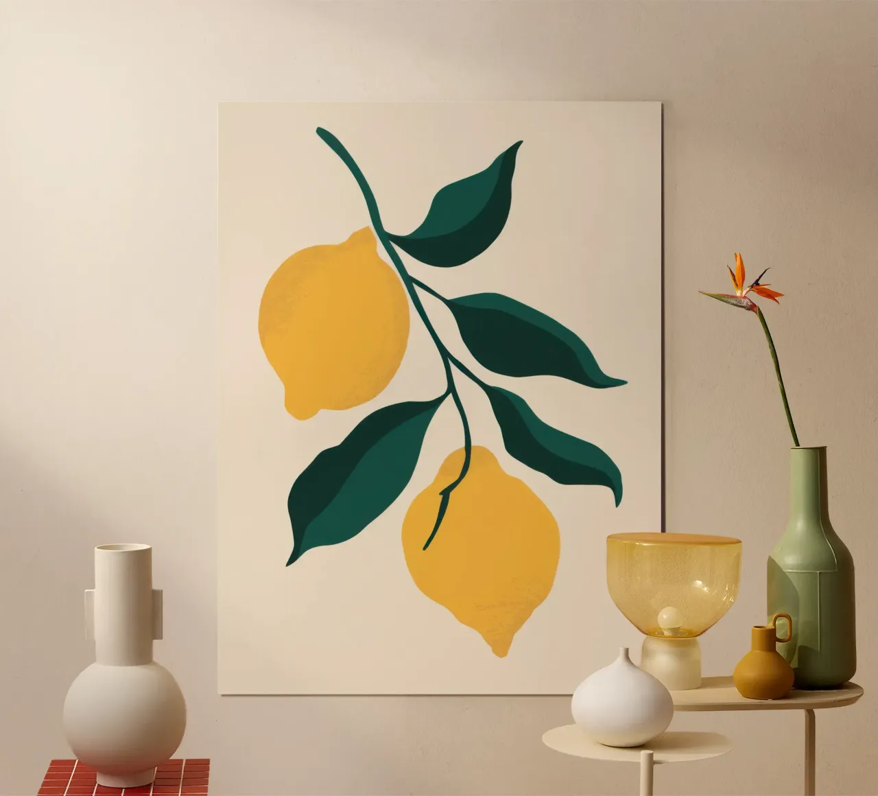 Ramo di limone semplice poster con telaio in plastica da Mark Solaria