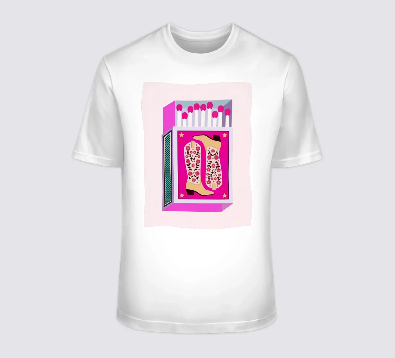 Botas vaqueras retro Matchbox magenta camiseta de Asha Designs