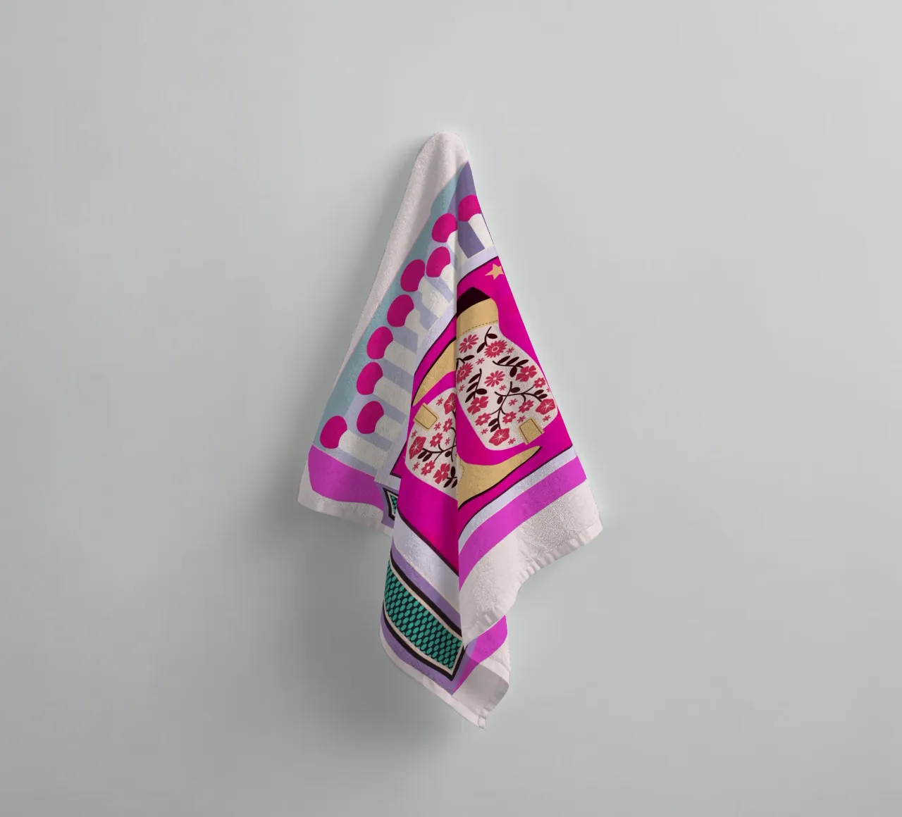 Botas vaqueras retro Matchbox magenta toalla de baño de Asha Designs