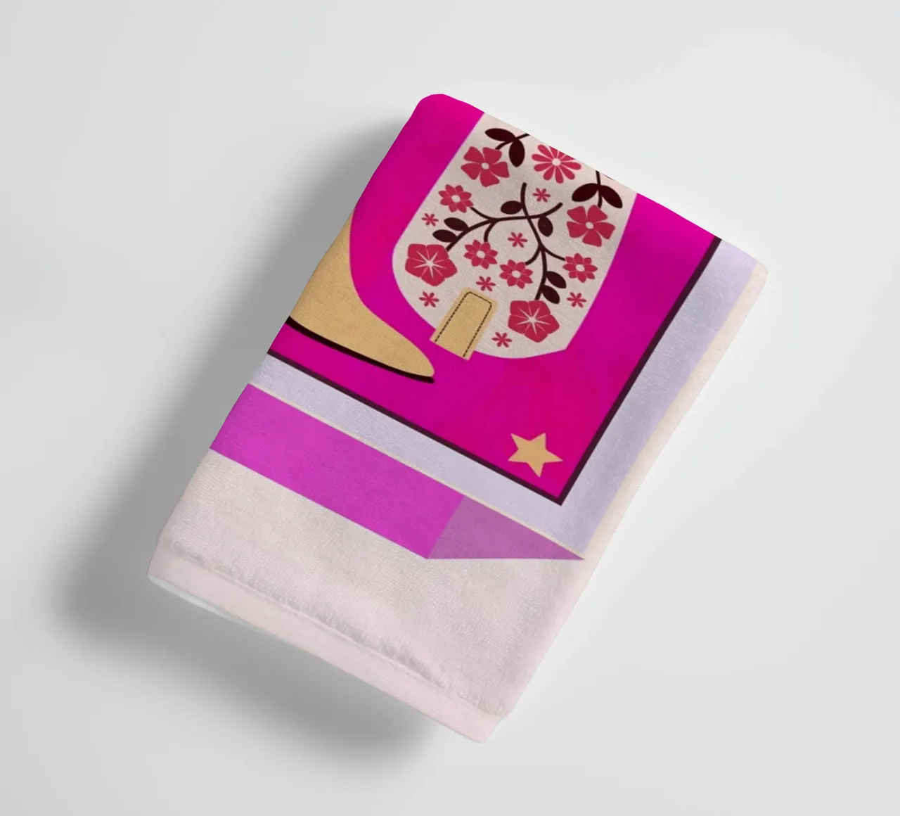 Botas vaqueras retro Matchbox magenta toalla de baño de Asha Designs