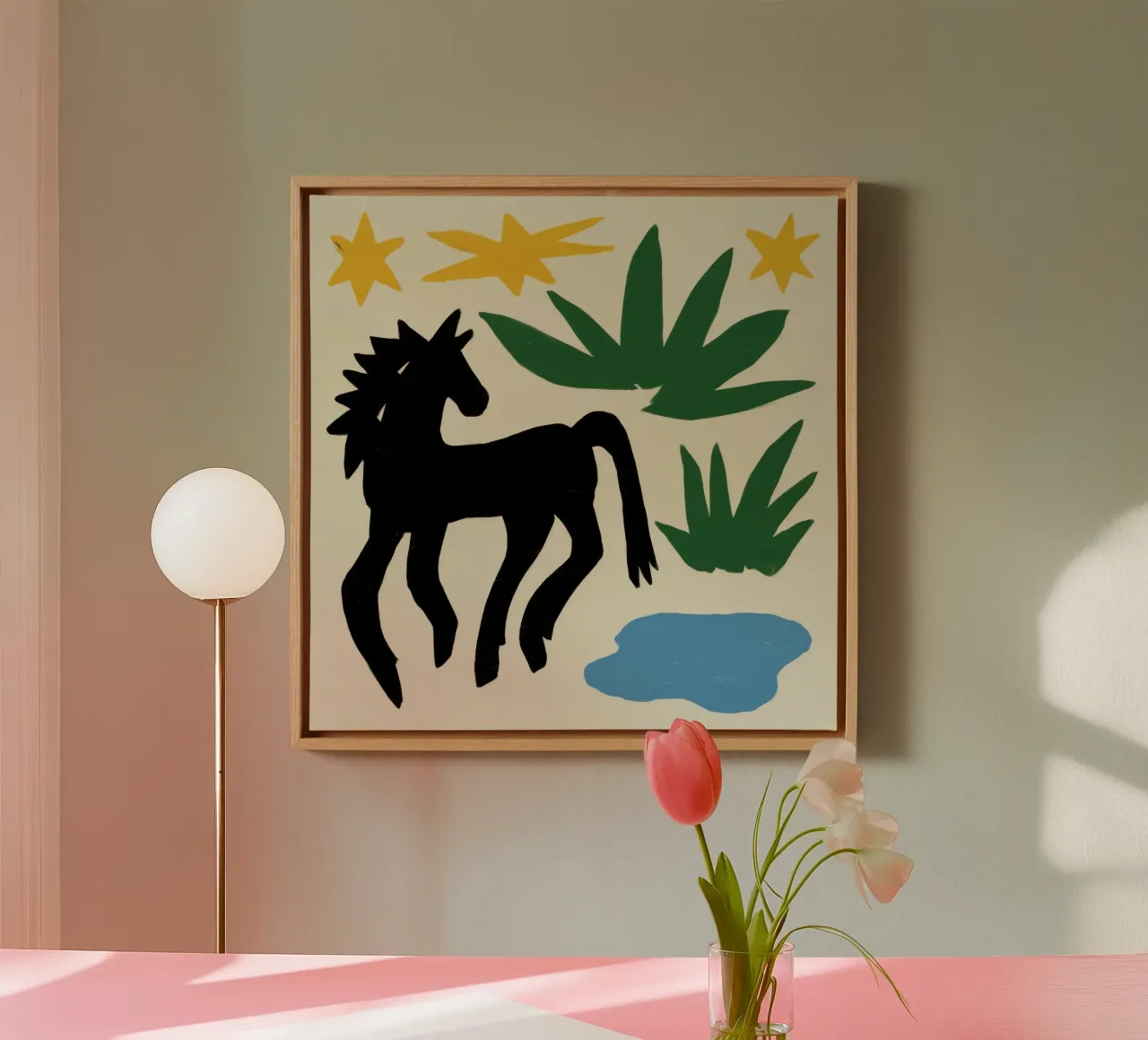 Mitternachtshengst Form Leinwand mit Schattenfugenrahmen von Trace Brush