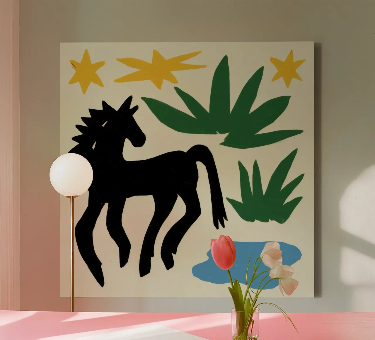 Mitternachtshengst Form Leinwand mit Schattenfugenrahmen von Trace Brush