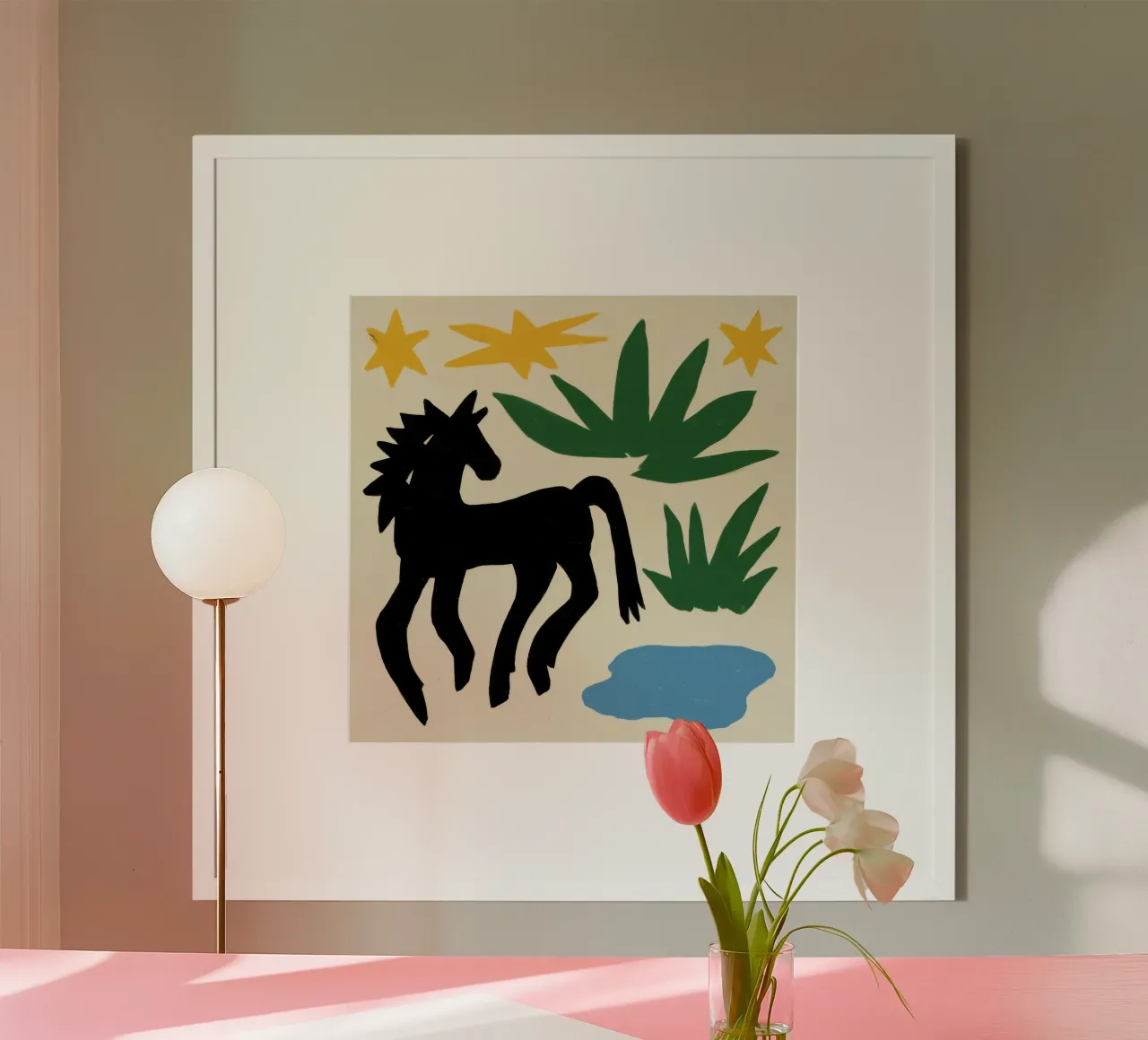 Modulo Stallone di Mezzanotte poster con telaio in alluminio da Trace Brush