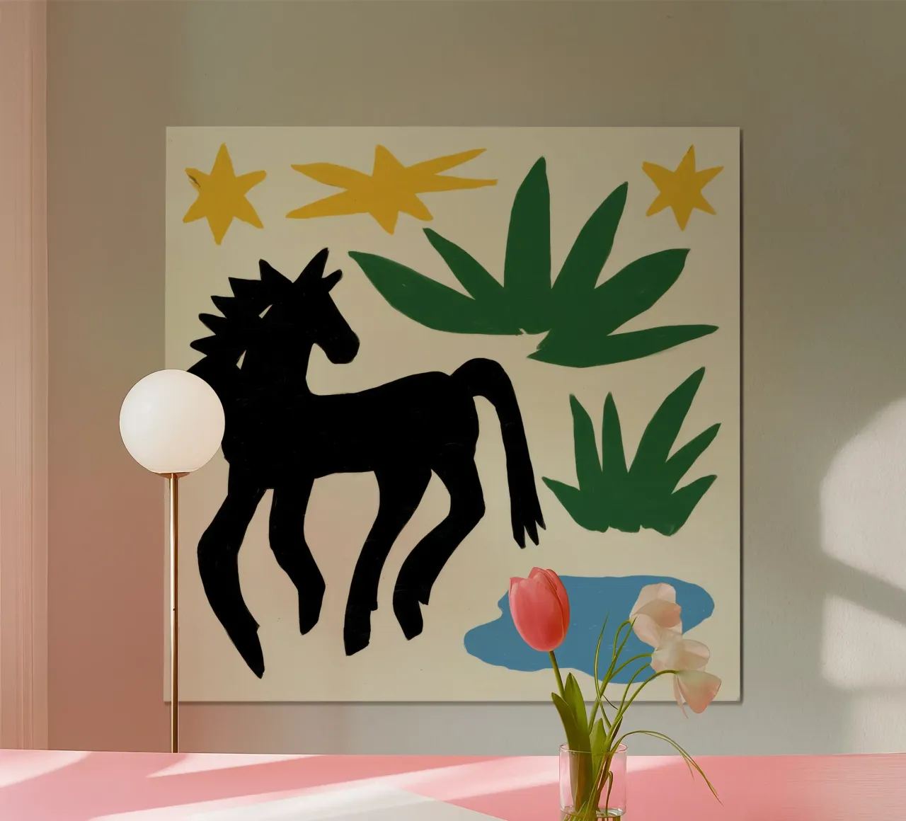 Modulo Stallone di Mezzanotte poster con telaio in alluminio da Trace Brush