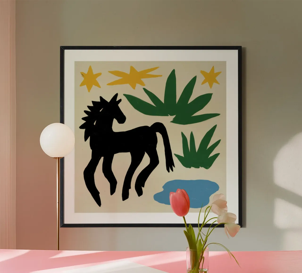 Modulo Stallone di Mezzanotte poster con telaio in alluminio da Trace Brush
