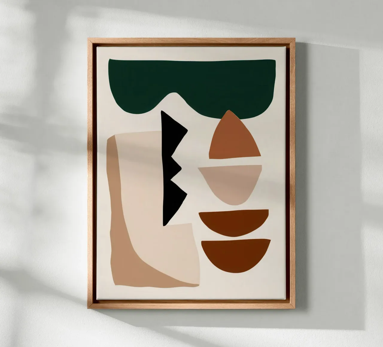 Earthy Abstract Forms canvas with Floater frame by Gaia Viesta