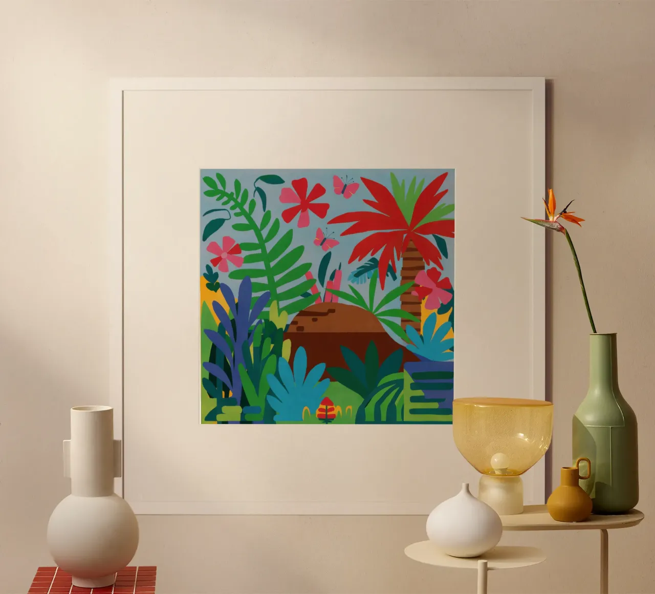 Nascondiglio tropicale dell'orso poster con telaio in plastica da Luna Aura