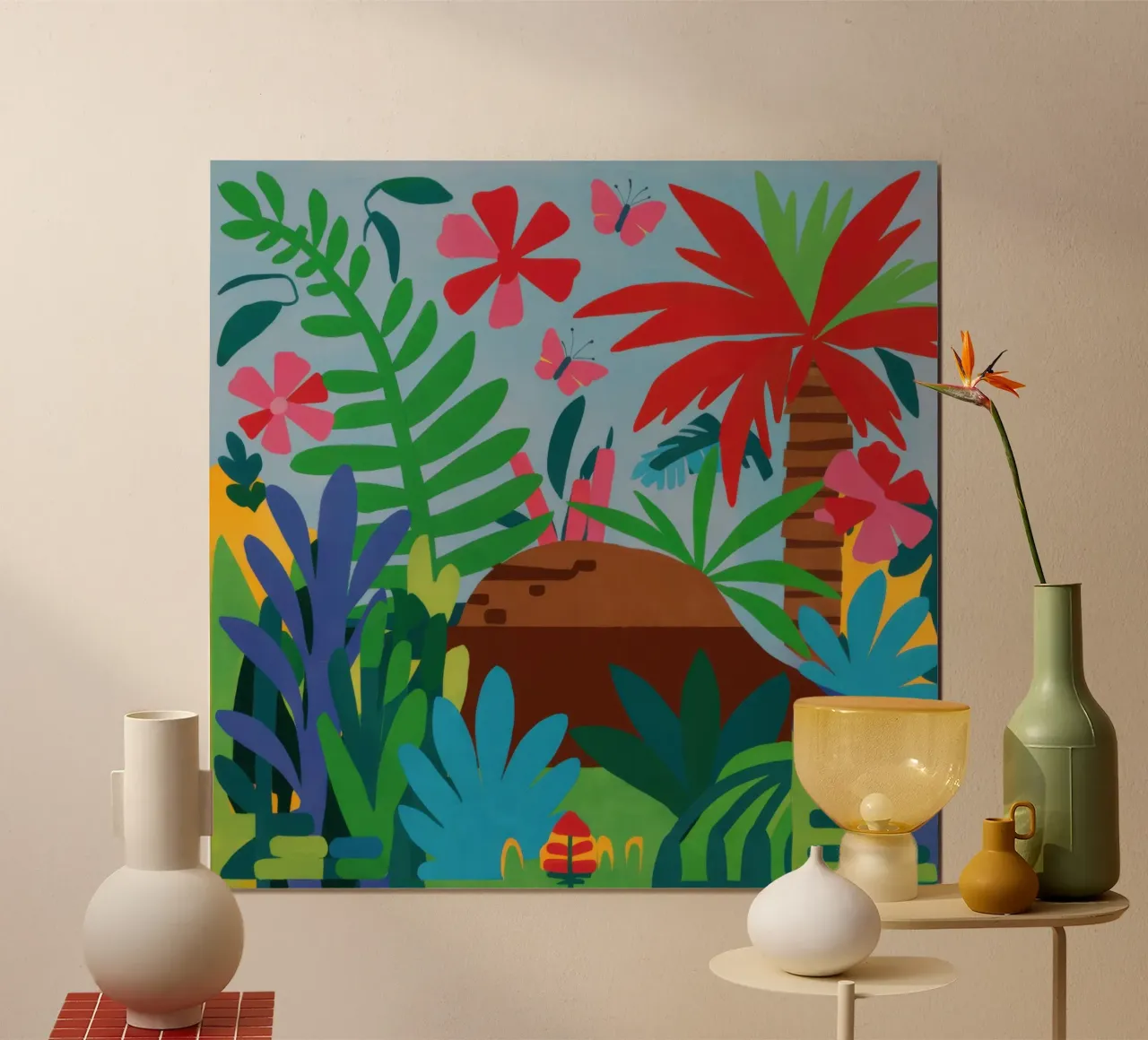 Nascondiglio tropicale dell'orso poster con telaio in plastica da Luna Aura
