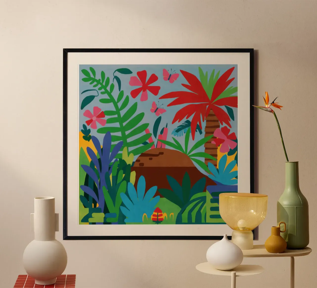 Nascondiglio tropicale dell'orso poster con telaio in plastica da Luna Aura
