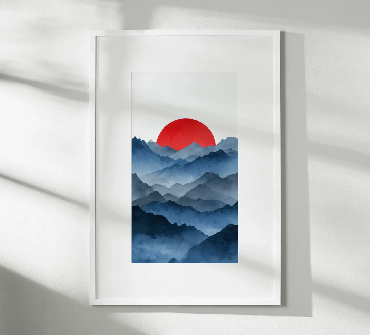Il sole cremisi sulle cime indaco poster con telaio in plastica da Artistic-shop
