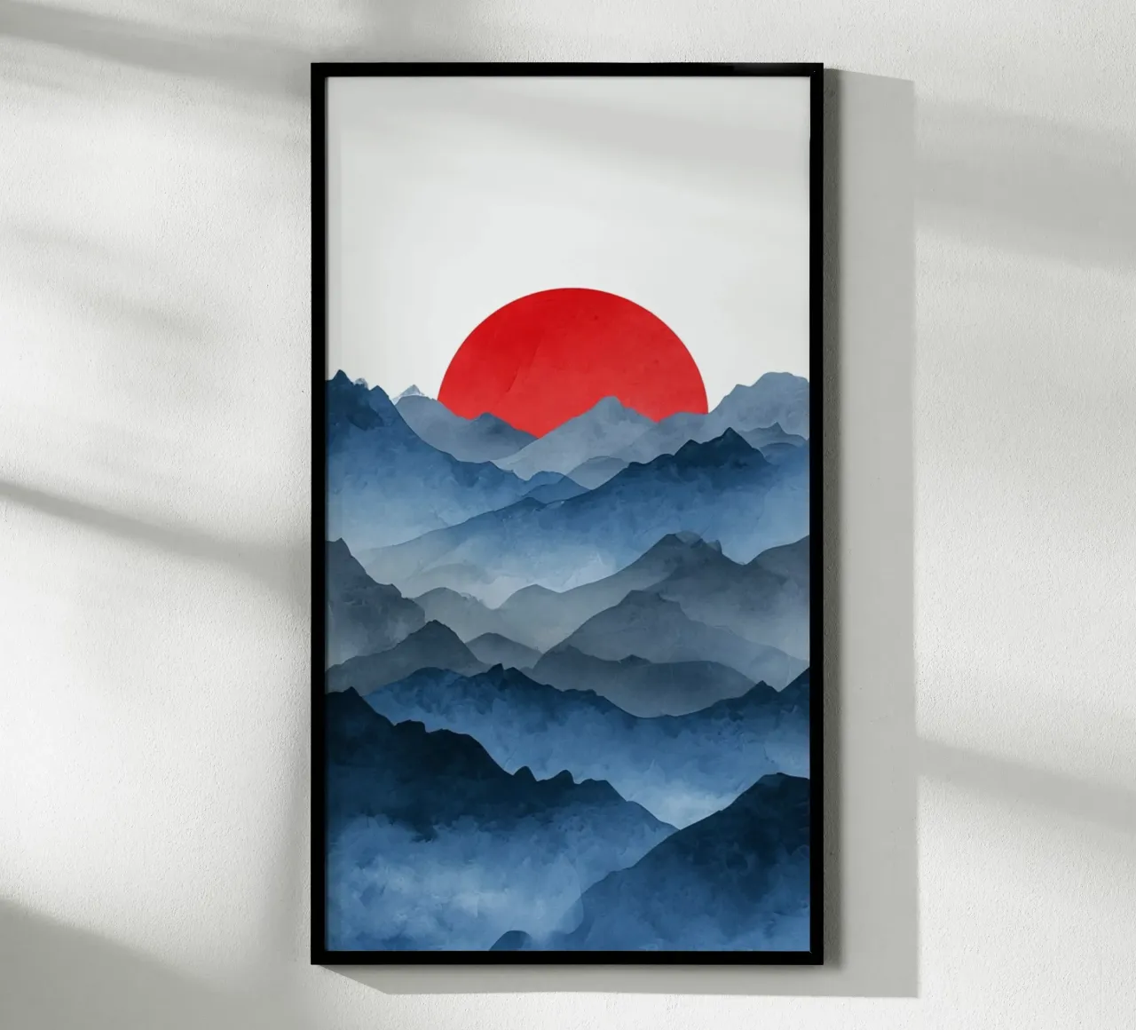 Il sole cremisi sulle cime indaco poster con telaio in plastica da Artistic-shop