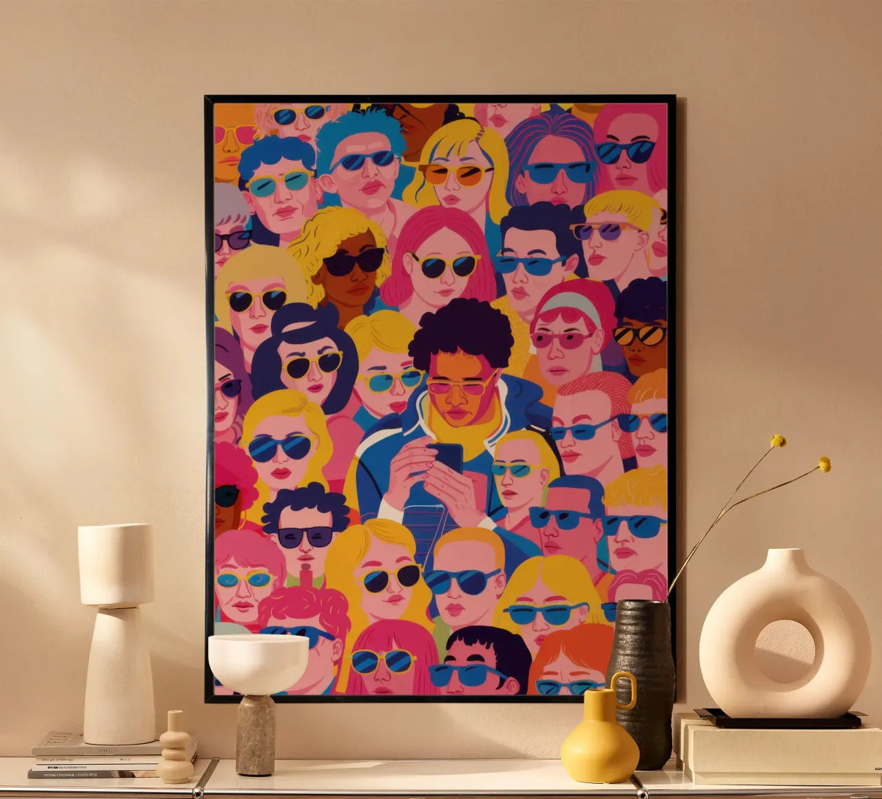 Gafas de sol Crowded Cool poster con marco de madera de Mark Solaria