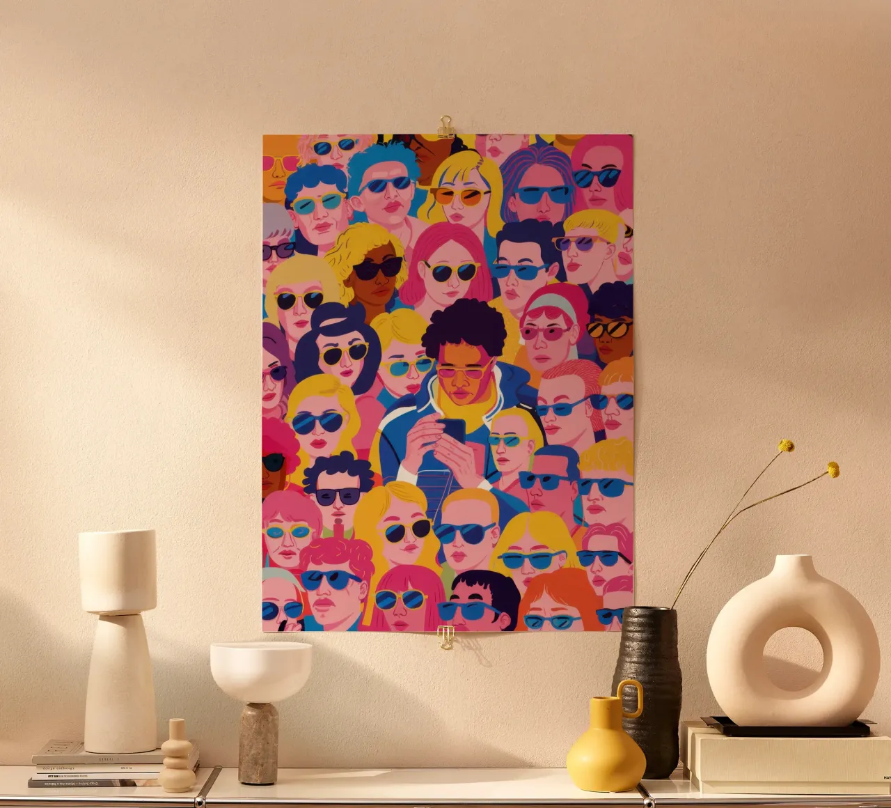 Gafas de sol Crowded Cool poster con marco de madera de Mark Solaria