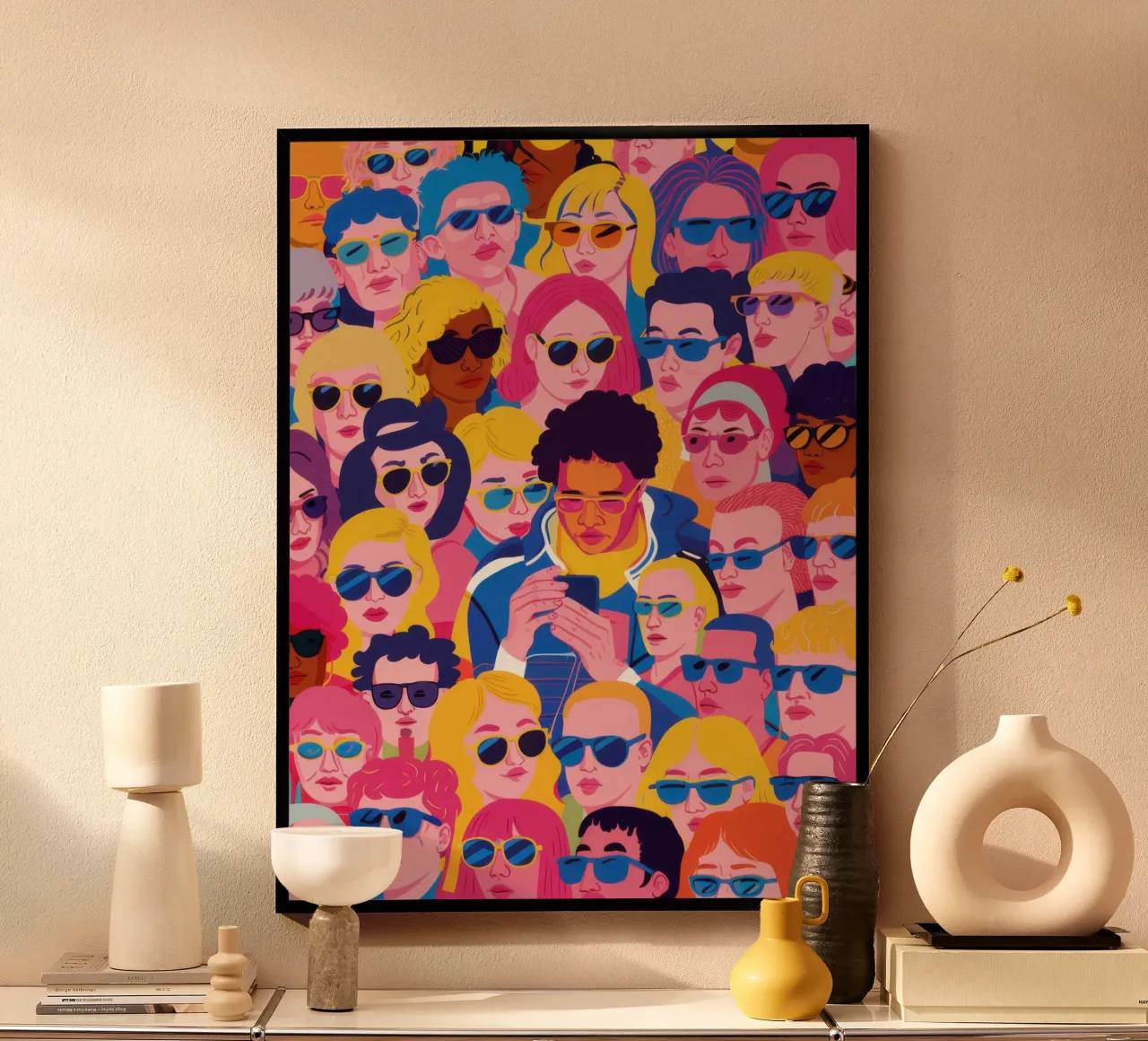 Gafas de sol Crowded Cool poster con marco de madera de Mark Solaria