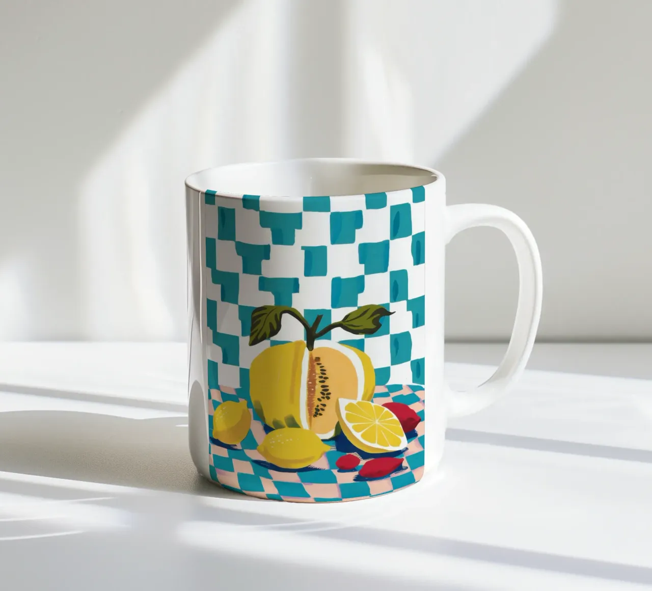 Zeste di limone a scacchiera tazza in ceramica da Gaia Viesta