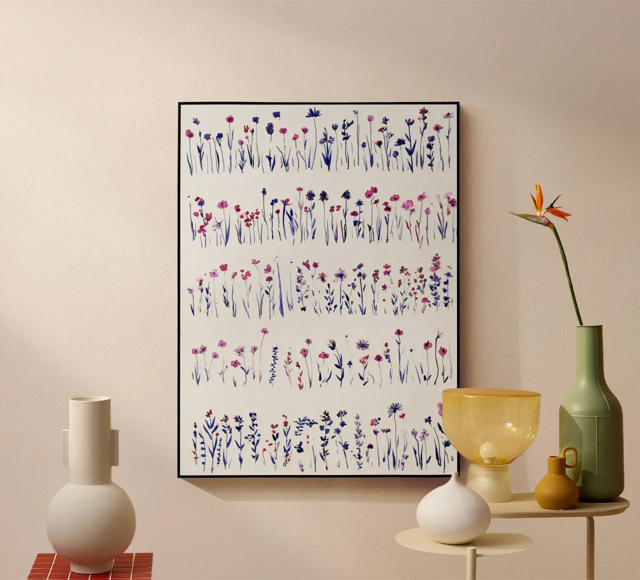 Linee di fiori selvatici plexiglass da Sophia Calder Studio