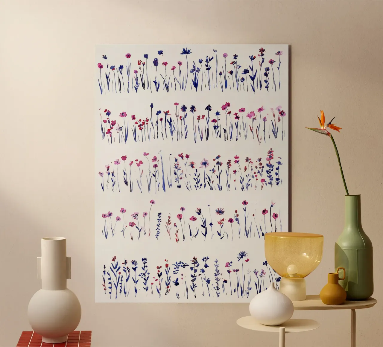 Linee di fiori selvatici alluminio dibond da Sophia Calder Studio