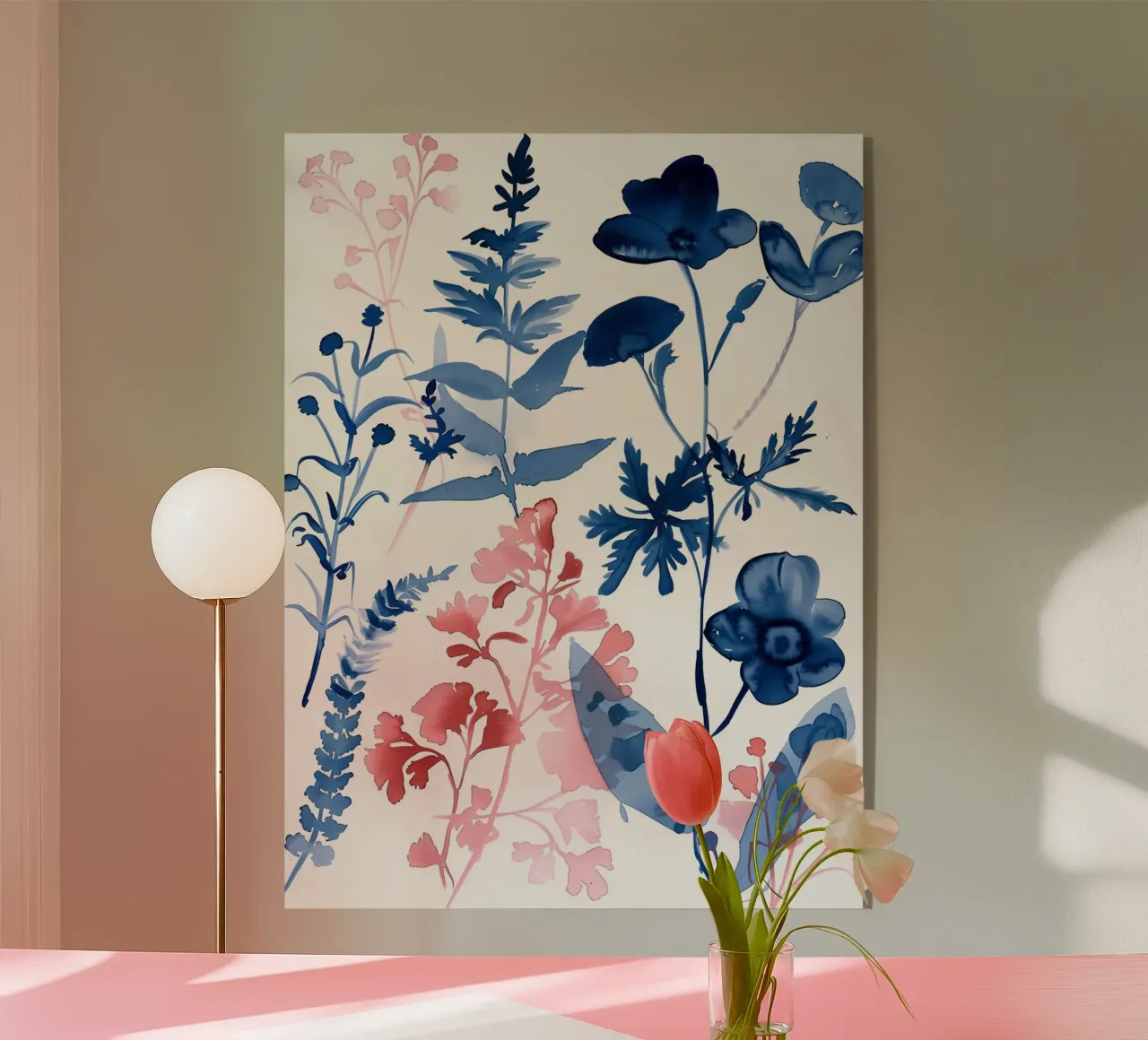 In Indigo & Blush acryl van Sophia Calder Studio