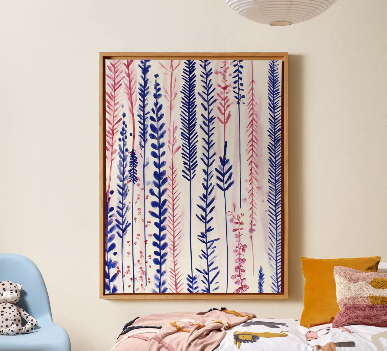 Linee floreali tela con Cornice a cassetta da Sophia Calder Studio