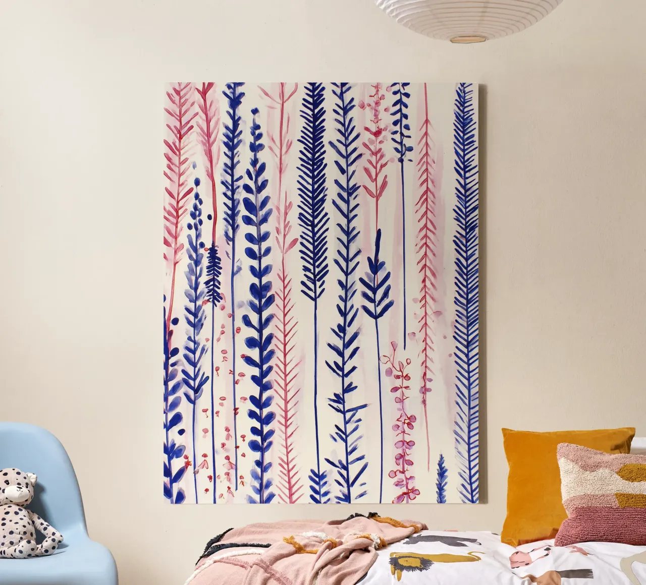 Linee floreali tela con Cornice a cassetta da Sophia Calder Studio