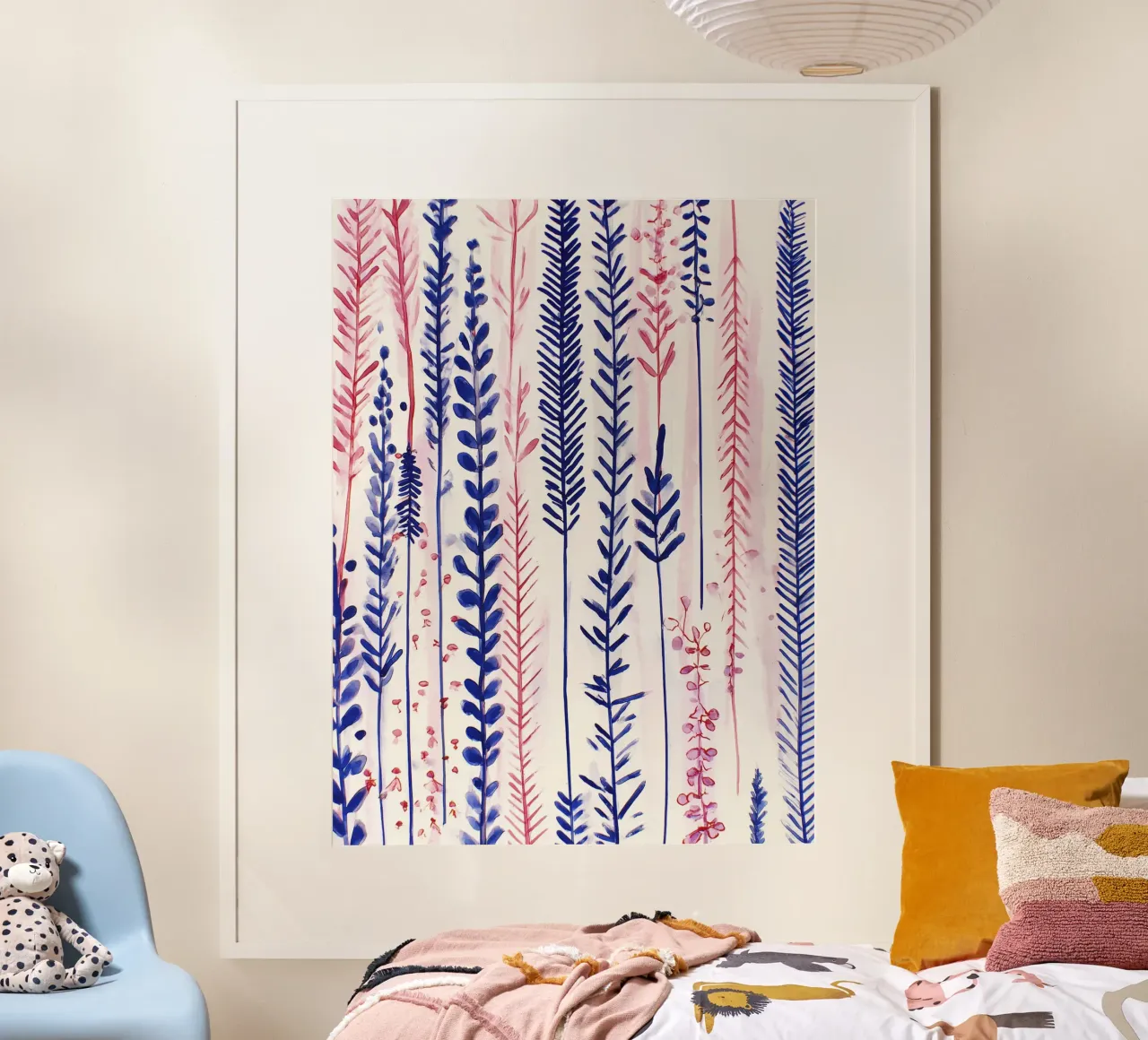 Linee floreali poster con telaio in alluminio da Sophia Calder Studio