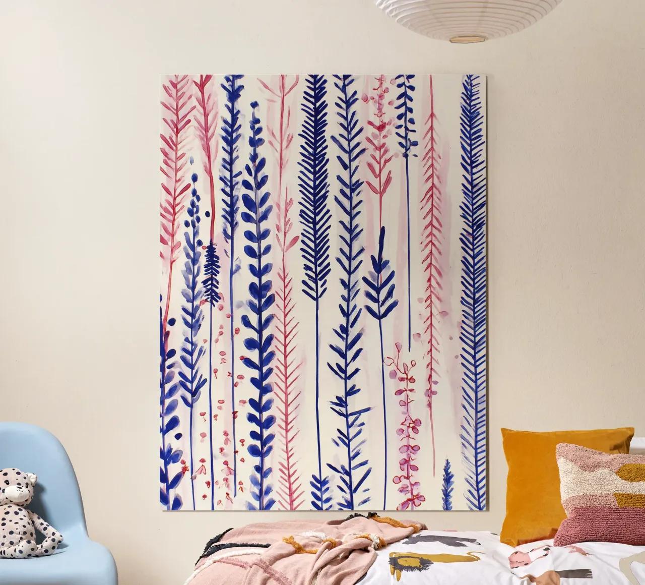Linee floreali poster con telaio in alluminio da Sophia Calder Studio
