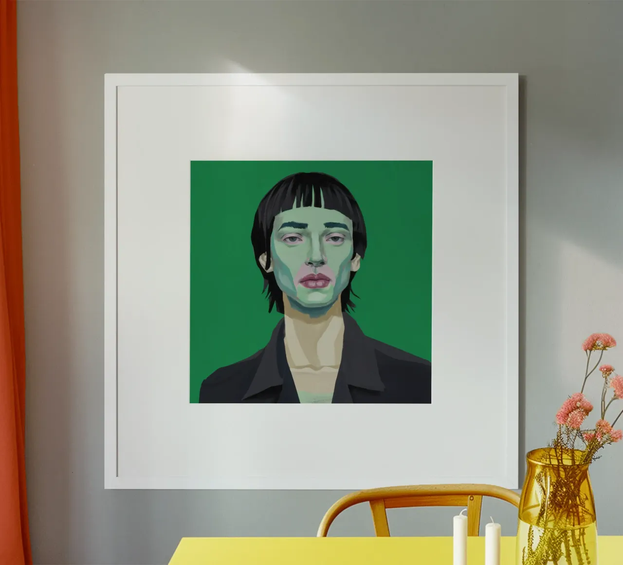 Sguardo verde intenso poster con telaio in legno da Irish Strokes