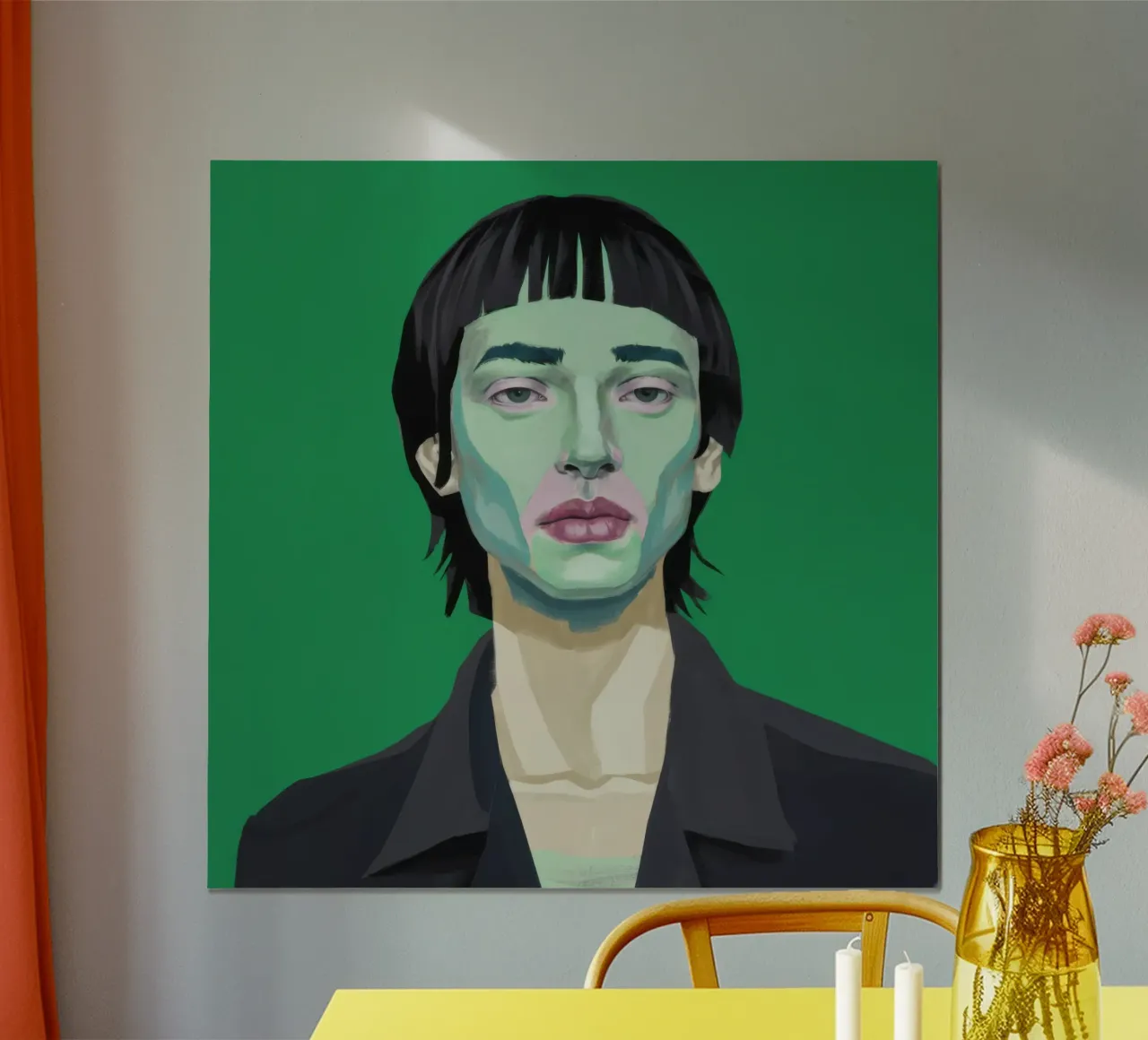 Sguardo verde intenso poster con telaio in legno da Irish Strokes