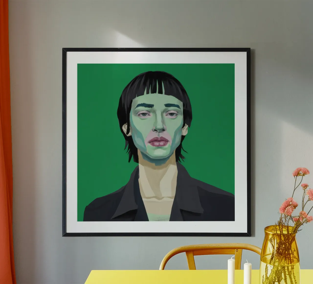 Sguardo verde intenso poster con telaio in legno da Irish Strokes