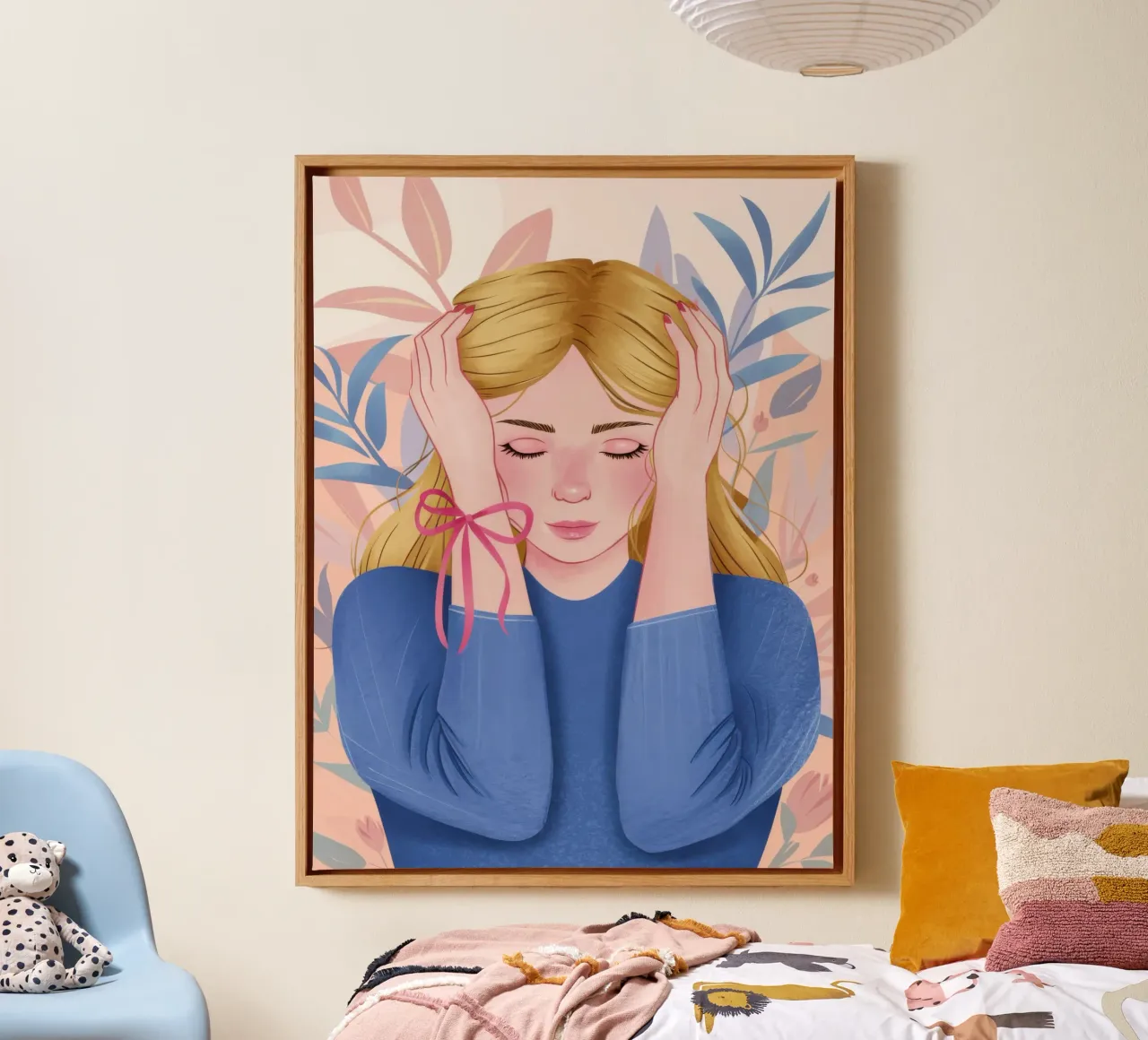 Introspective Blue Moment canvas with Floater frame by Selene Shade