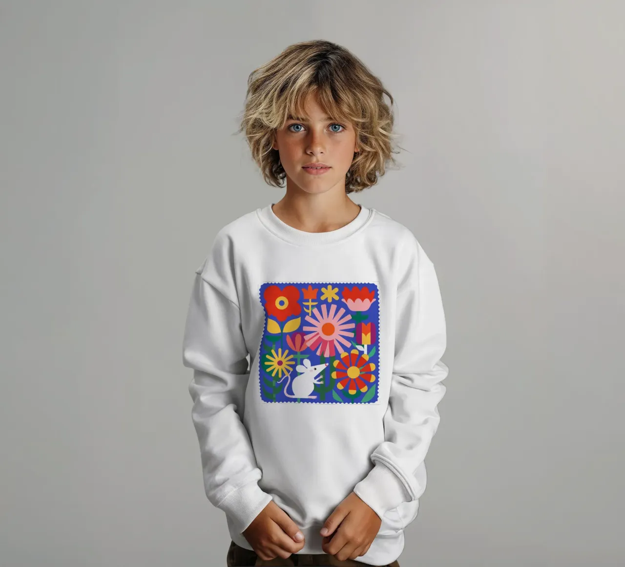 Topo in fiore felpa bambino da Gaia Viesta