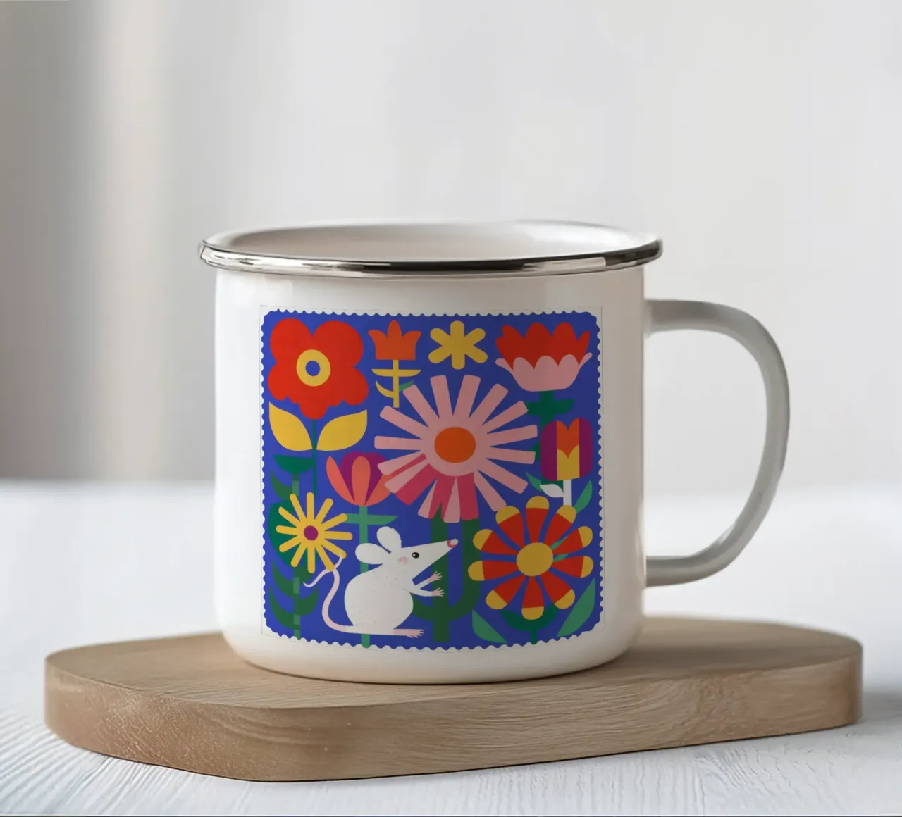 Topo in fiore tazza in smalto da Gaia Viesta