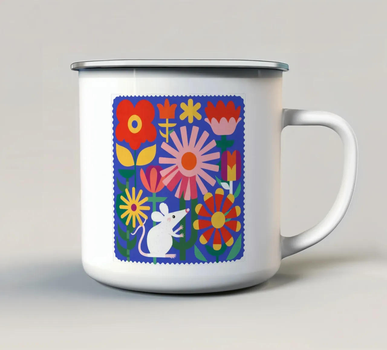 Topo in fiore tazza in smalto da Gaia Viesta