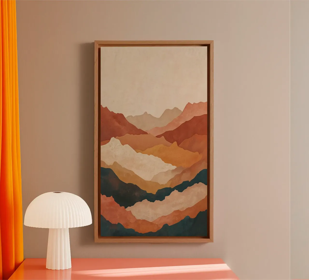 Minimalistisch Abstract Berglandschap Digitale Kunstprint canvas met Baklijst van Artistic-shop