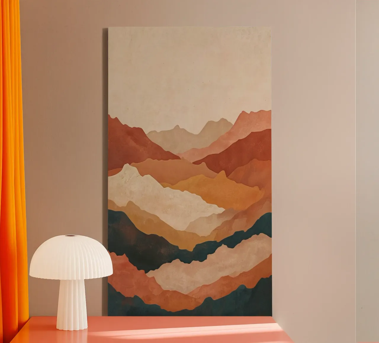 Minimalistisch Abstract Berglandschap Digitale Kunstprint canvas met Baklijst van Artistic-shop