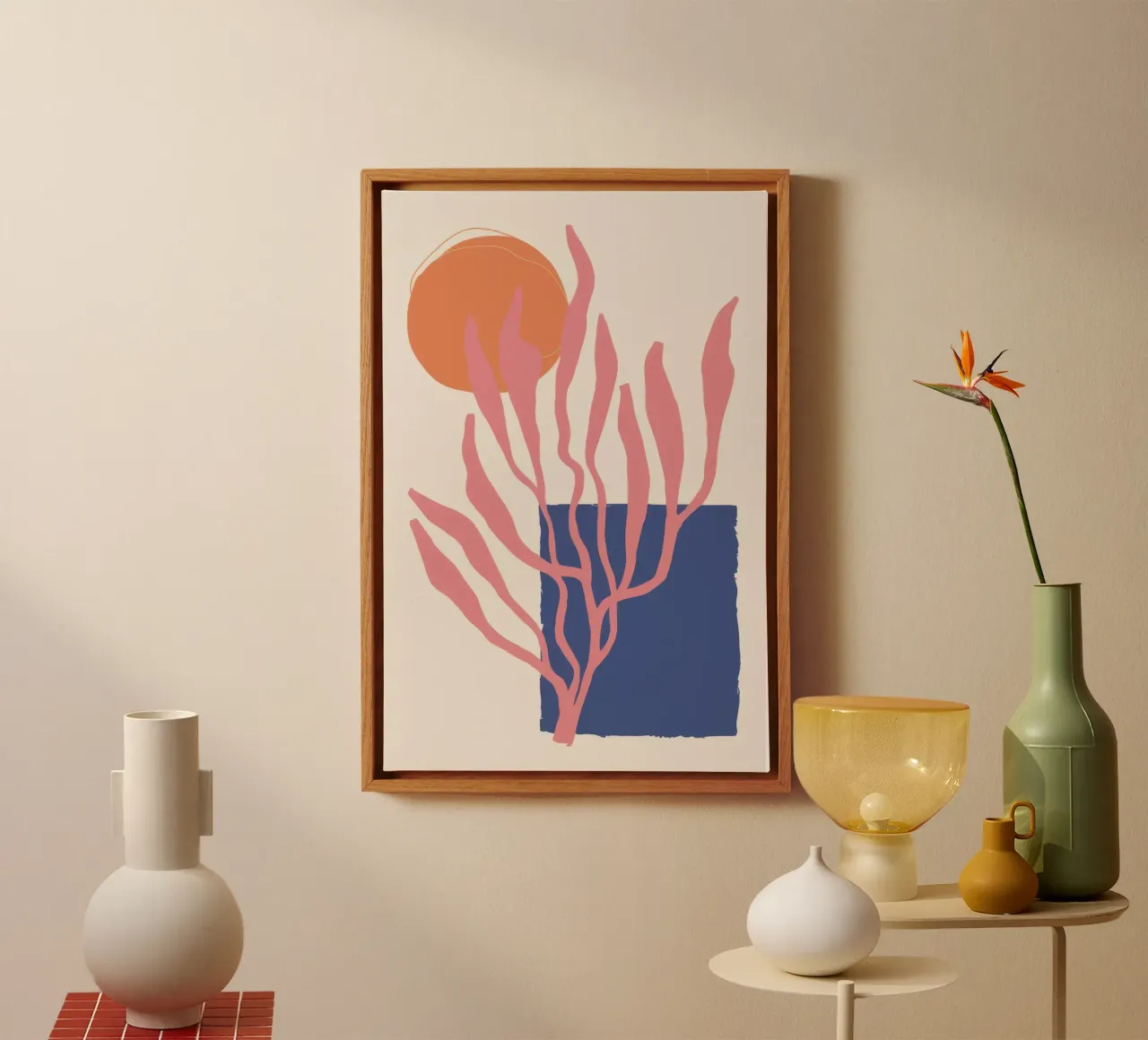 Koraalrif zon canvas met Baklijst van Luna Aura