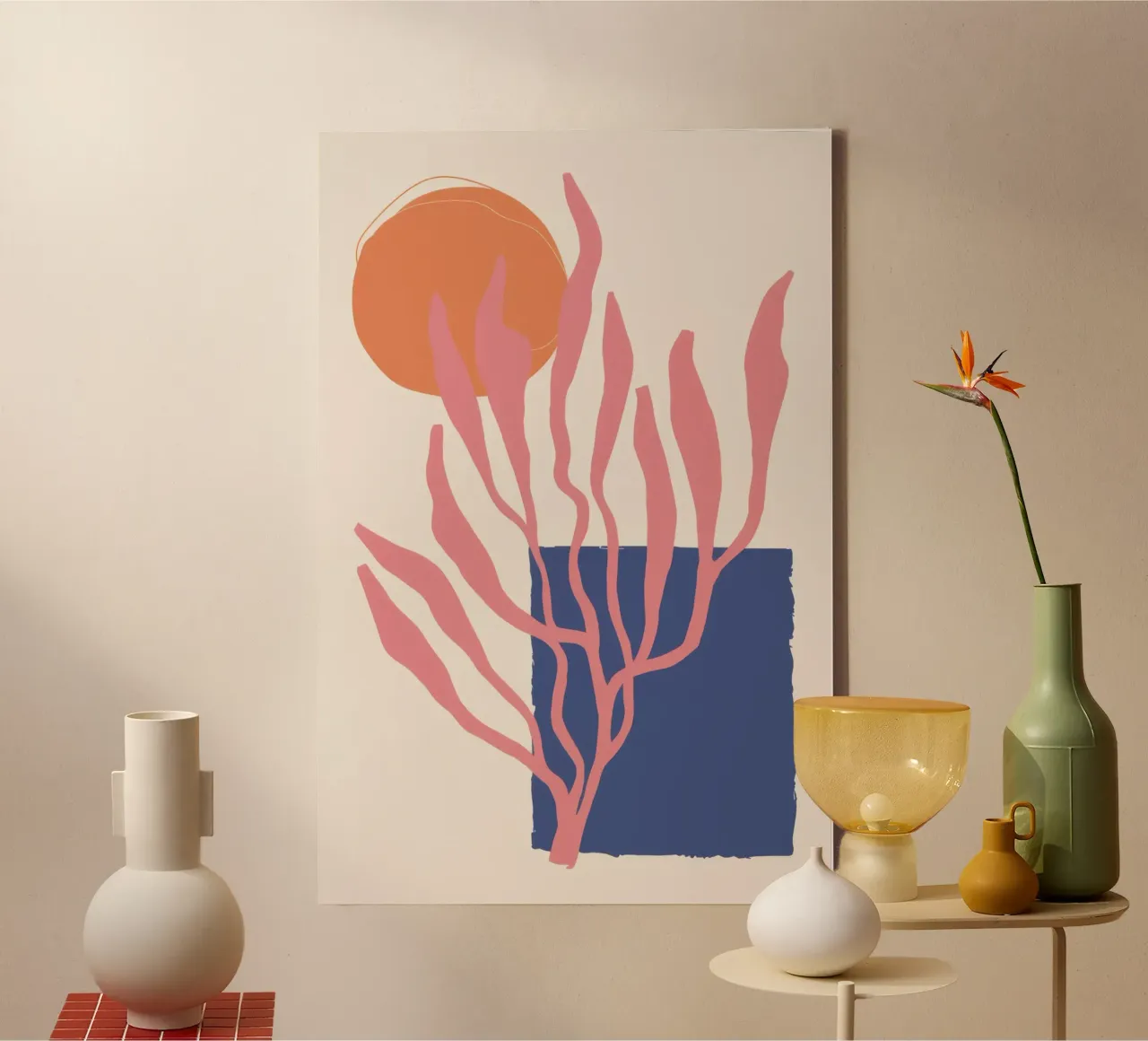 Koraalrif zon canvas met Baklijst van Luna Aura