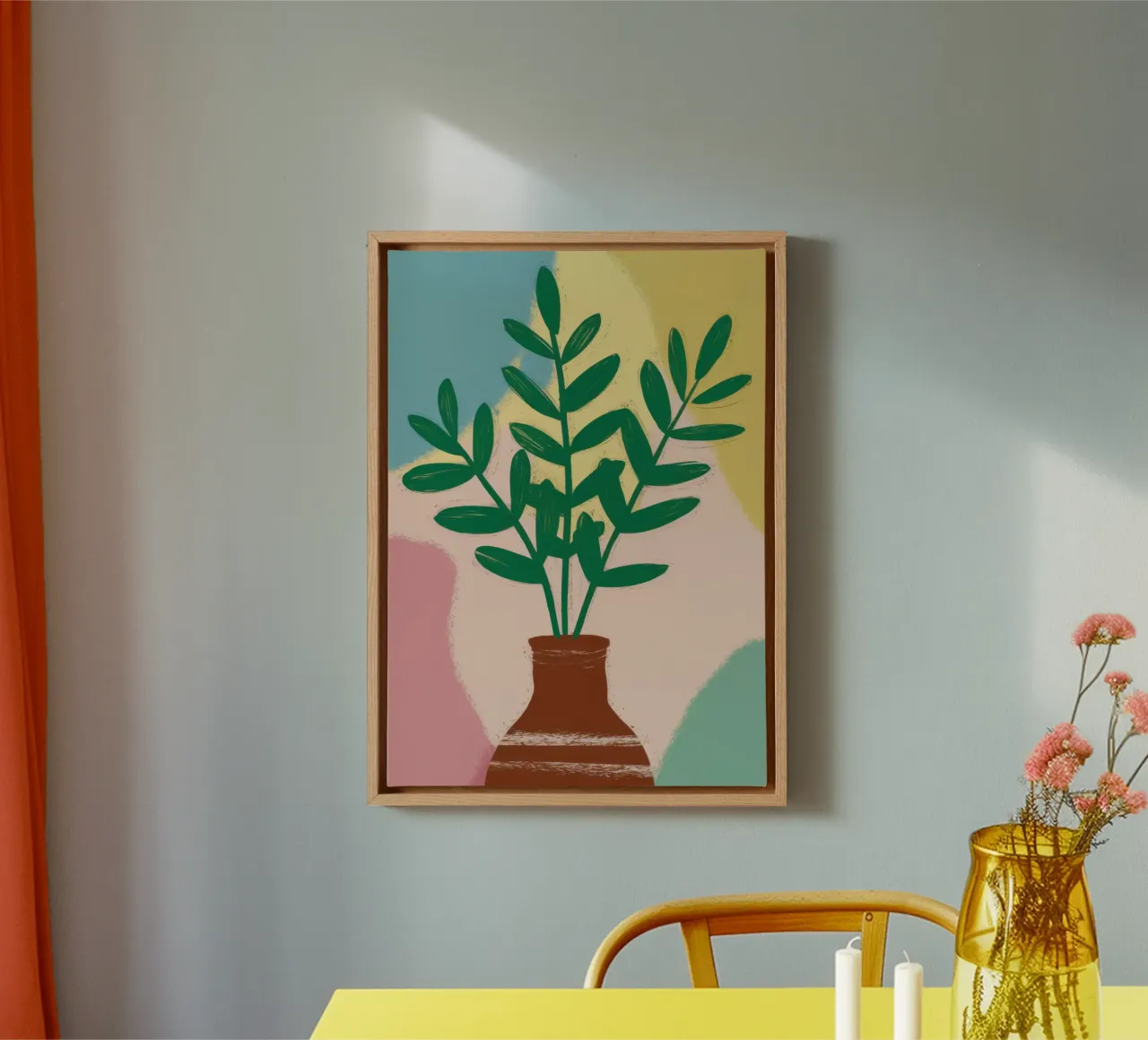 Verde semplice in vaso tela con Cornice a cassetta da Irish Strokes