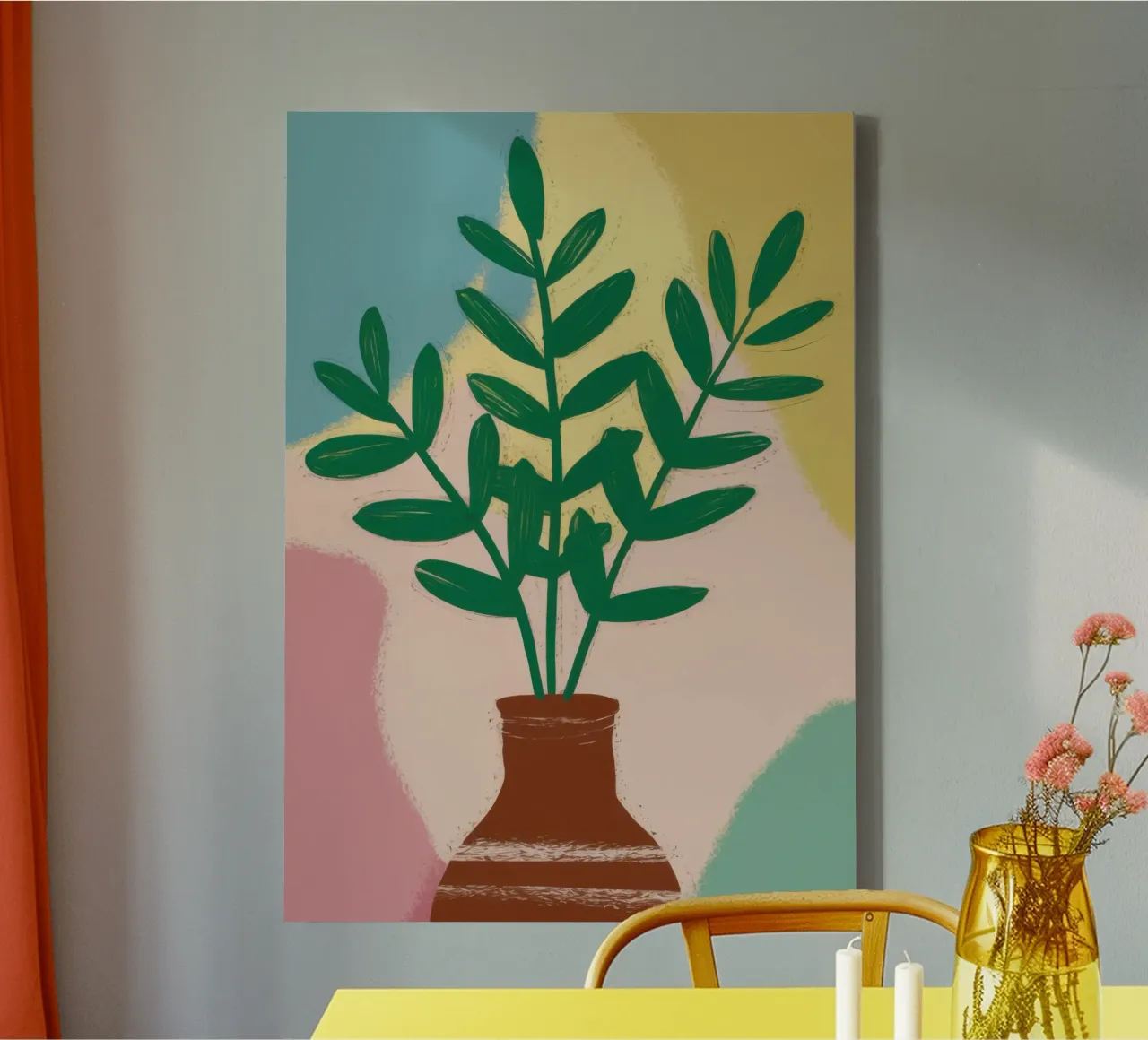 Verde semplice in vaso tela con Cornice a cassetta da Irish Strokes