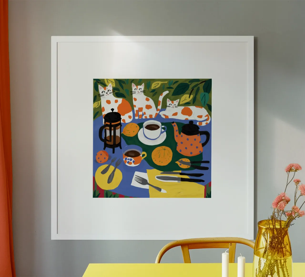 Caos en el desayuno felino poster de Trace Brush
