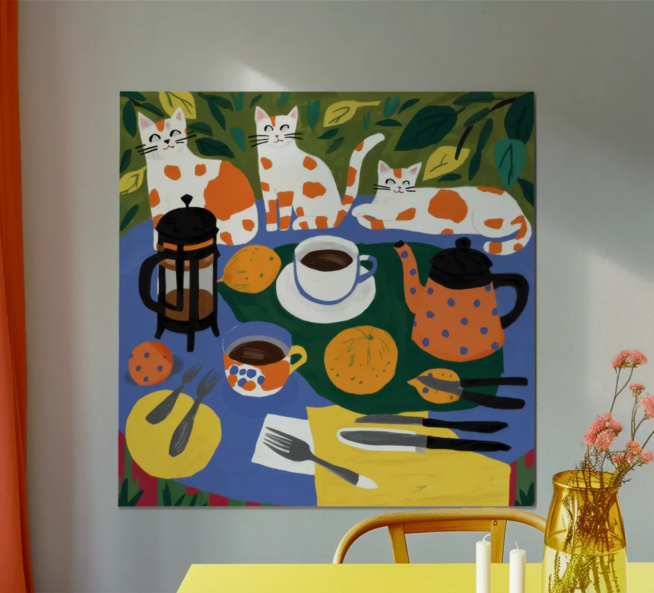 Caos en el desayuno felino poster de Trace Brush