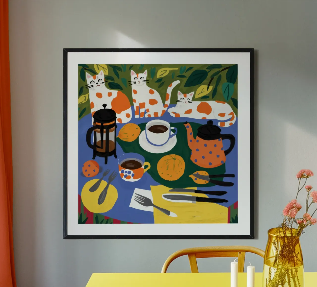 Caos en el desayuno felino poster de Trace Brush