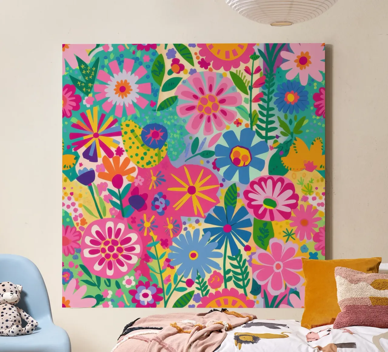 Psychedelic Garden Party canvas with Floater frame by Selene Shade