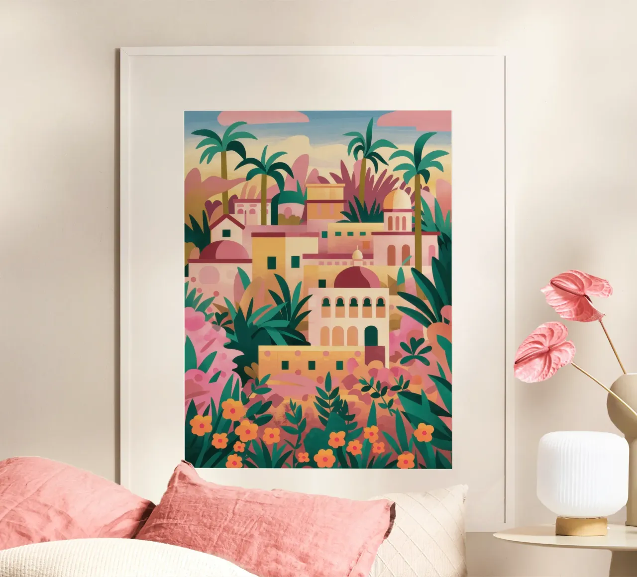 Un lussureggiante villaggio in collina poster da Luna Aura