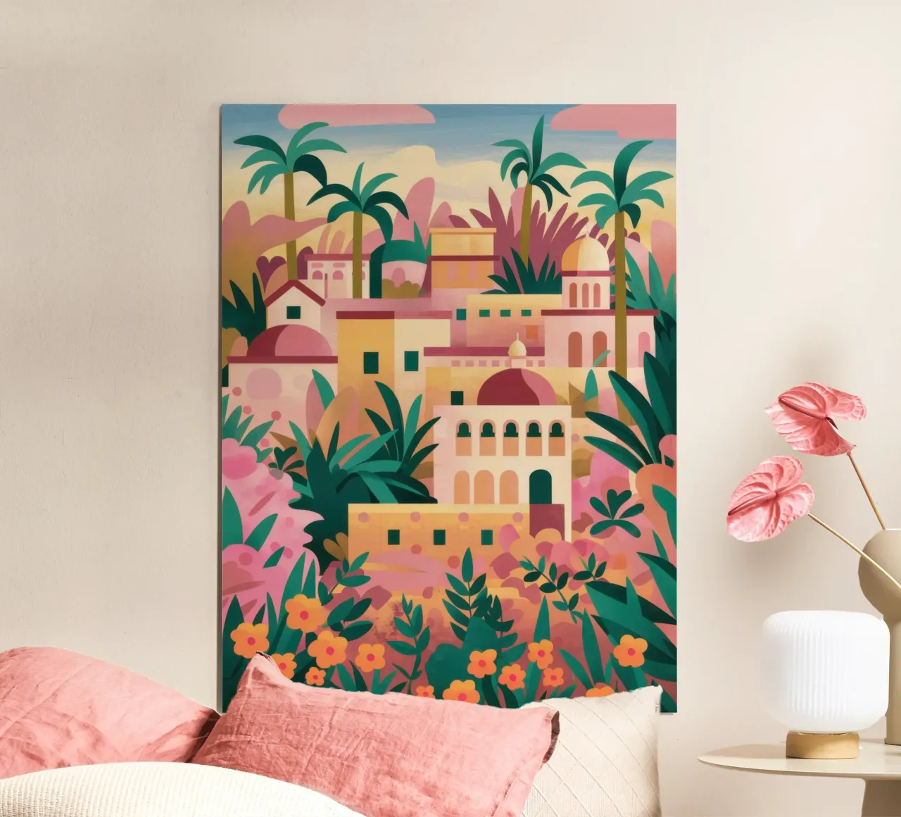 Un lussureggiante villaggio in collina poster da Luna Aura