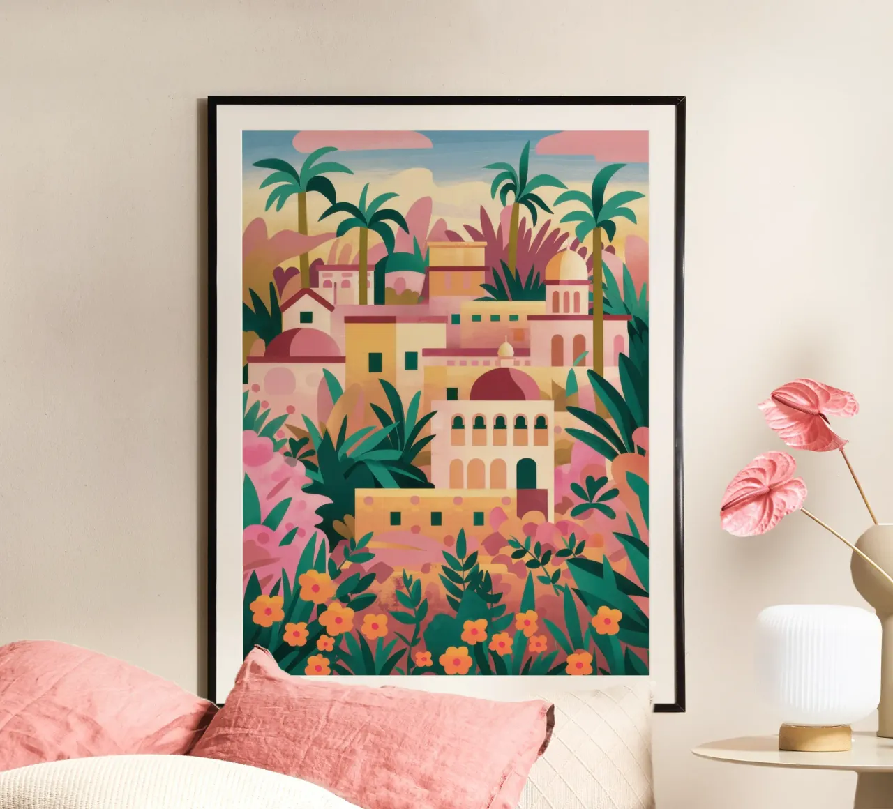 Un lussureggiante villaggio in collina poster da Luna Aura