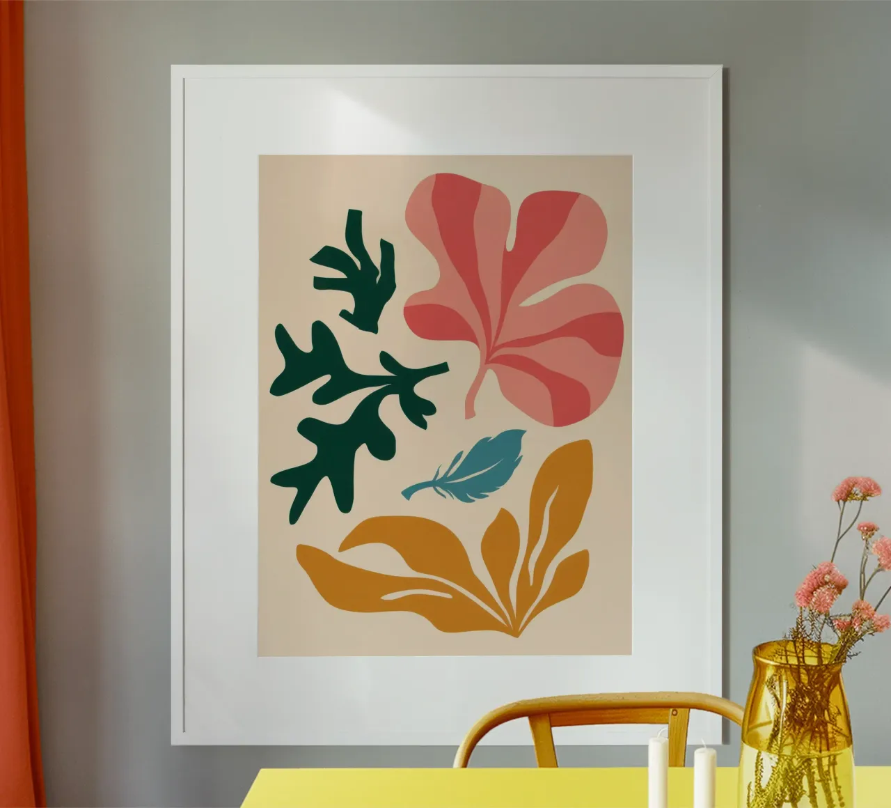 Danza botanica pastello poster con telaio in plastica da Selene Shade