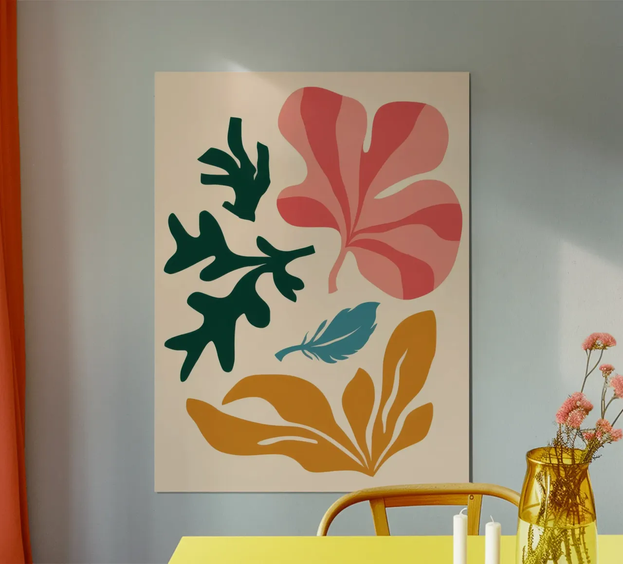 Danza botanica pastello poster con telaio in plastica da Selene Shade