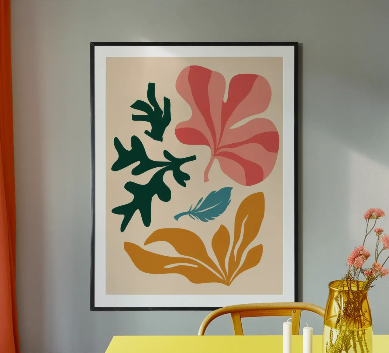 Danza botanica pastello poster con telaio in plastica da Selene Shade