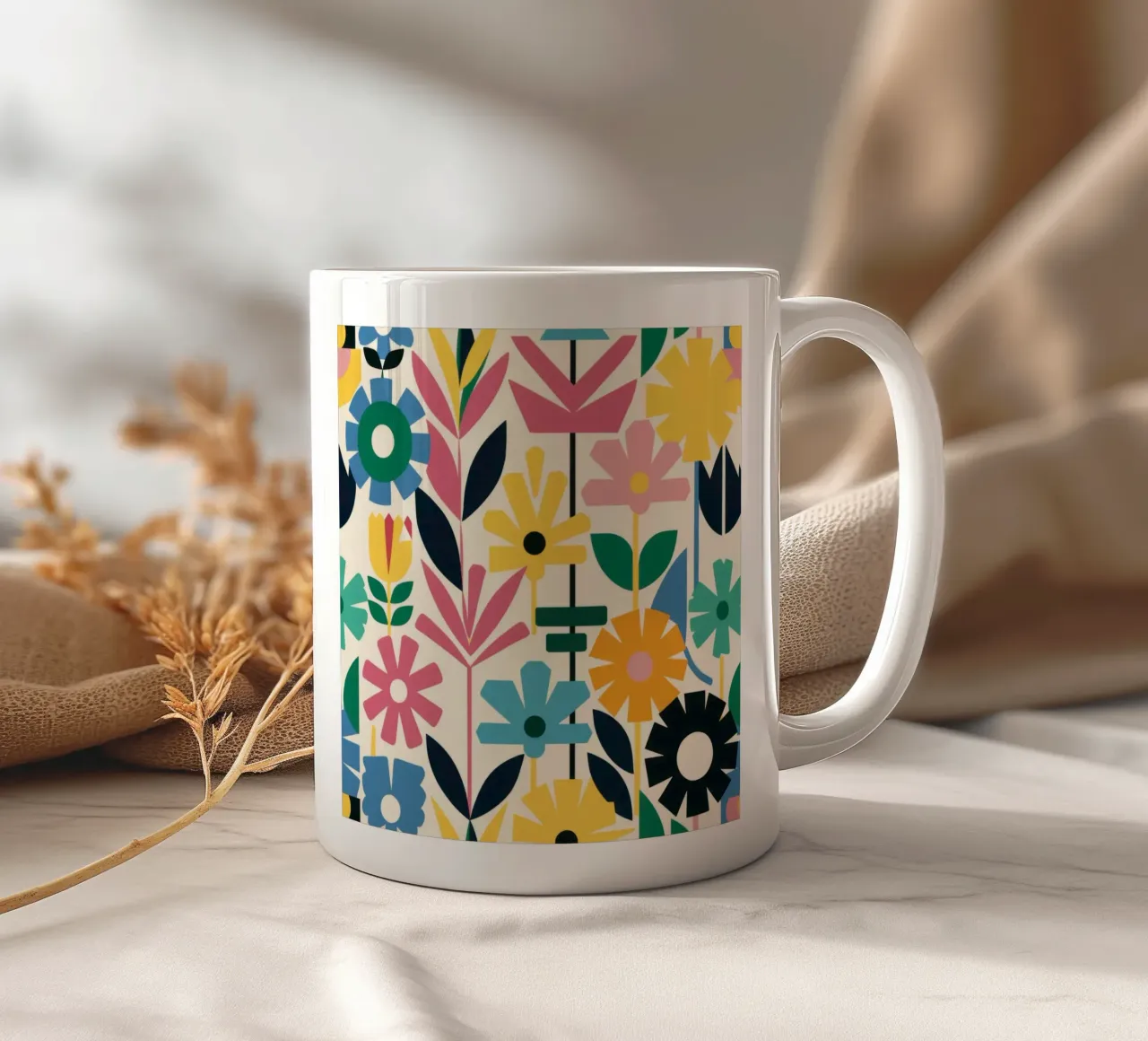Semplice floreale retrò tazza in ceramica da Mark Solaria